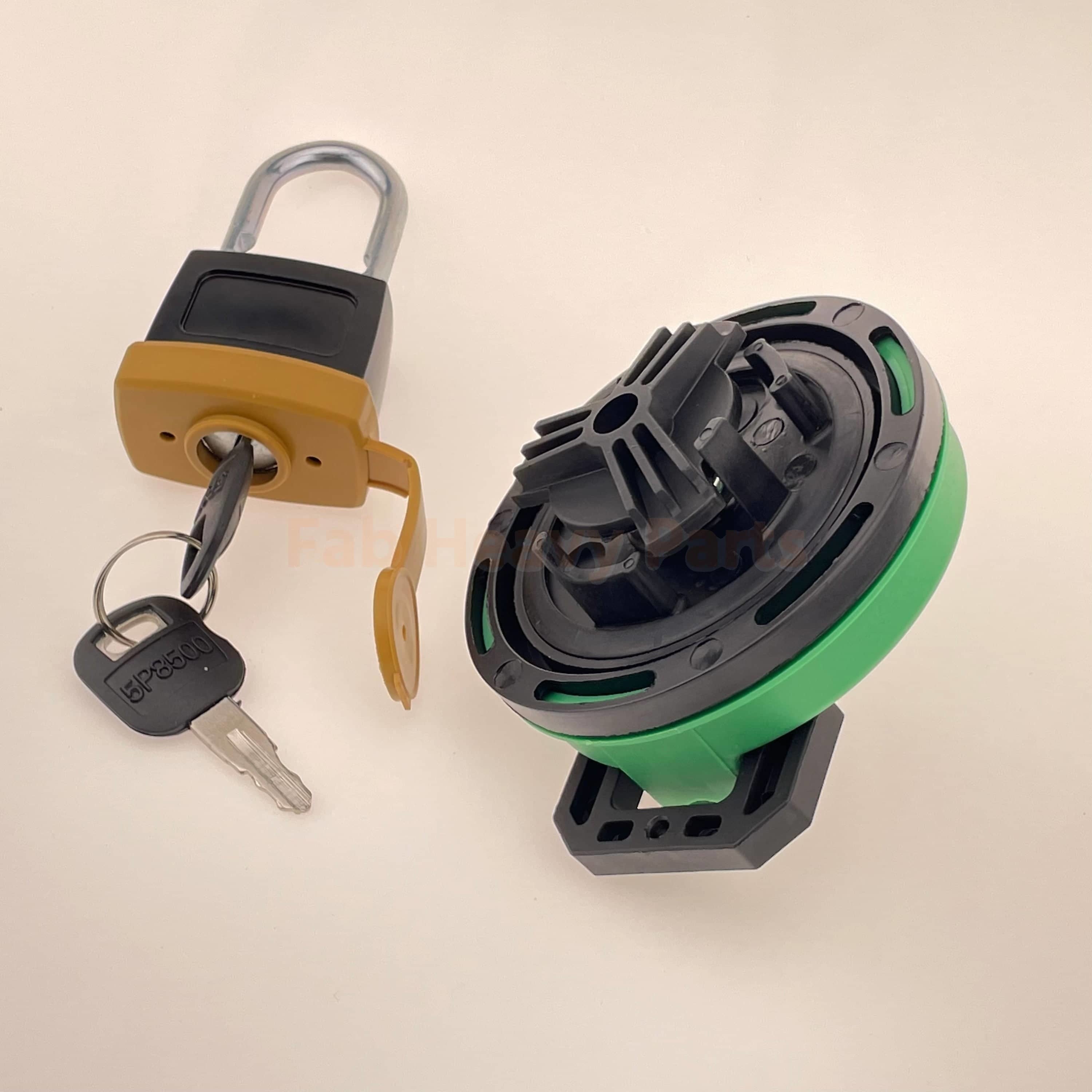 New Fuel Cap 142-8828 1428828 with Padlock 246-2641 2462641 and Key Fits for Caterpillar 289C 289C2 289D 299C 299D