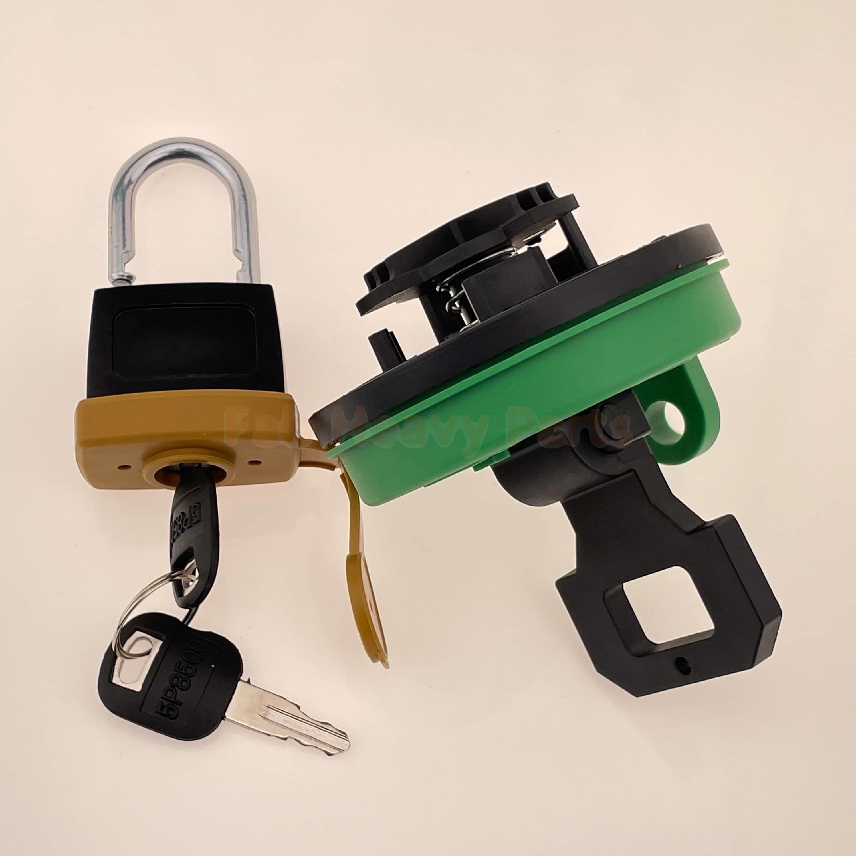 New Fuel Cap 142-8828 1428828 with Padlock 246-2641 2462641 and Key Fits for Caterpillar 289C 289C2 289D 299C 299D