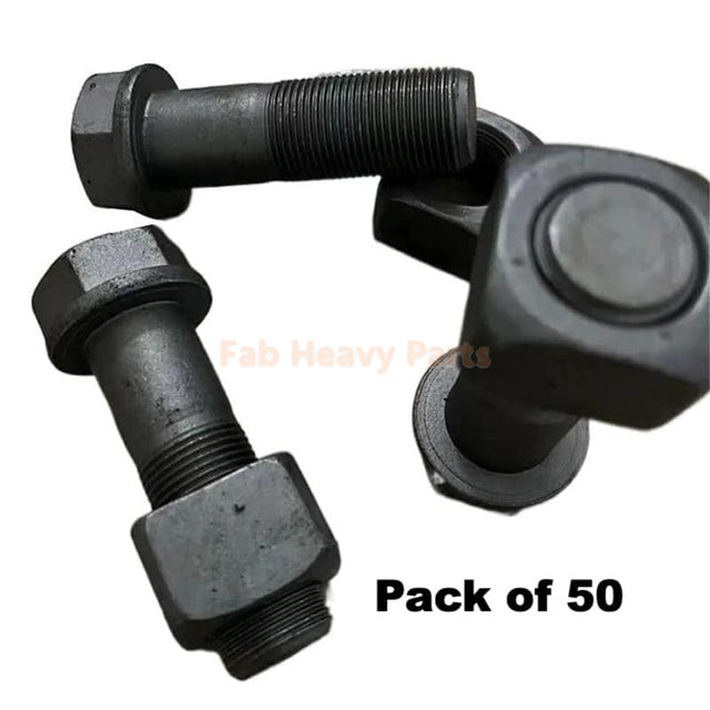 M22 * 70 mm rupsschoenbout kettingbout met moeren voor Volvo CAT past op Case Kobelco past op Komatsu JD graafmachine graaflaadmachine tractor - pak van 50