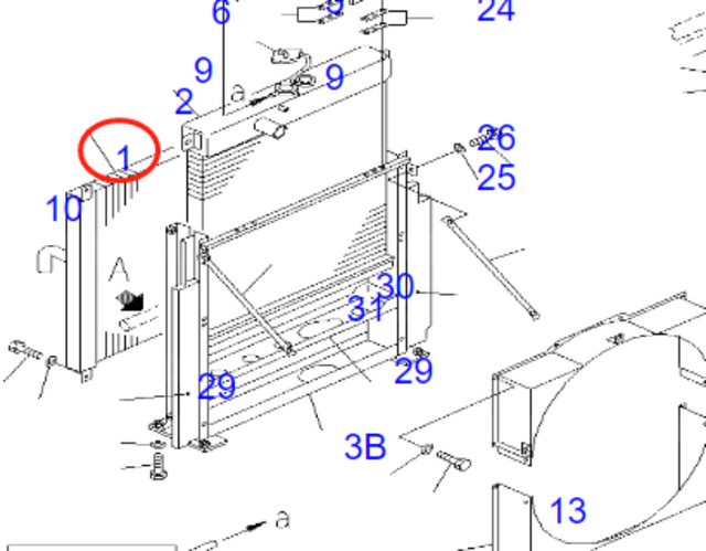 Sopii Komatsu Excavator PC300-3 PC300LC-3 hydraulijäähdyttimen ydinkokoonpanoon 207-03-31110 207-03-31111