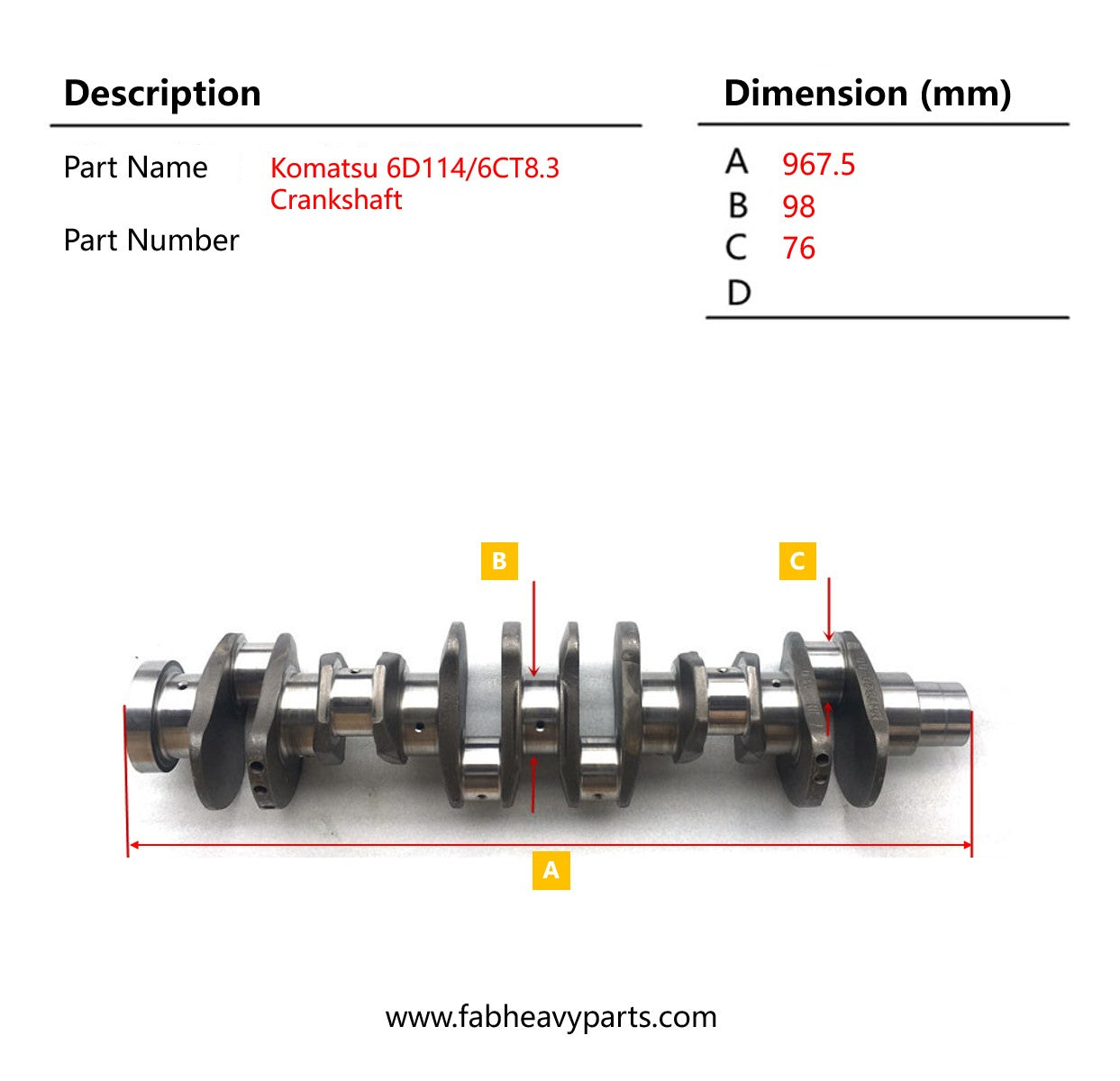 Crankshaft 6745-31-1120 for Komatsu 6D114 SAA6D114E Engine