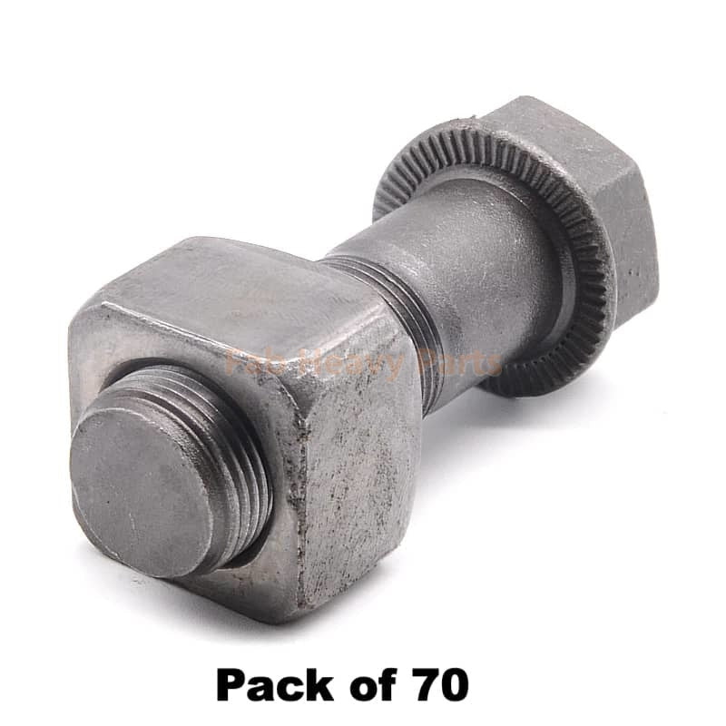 M22*65mm Track Shoe Bolt Chain Bolt with Nuts for Volvo CAT Fits Case Kobelco Fits Komatsu JD Excavator Loader- Pack of 70