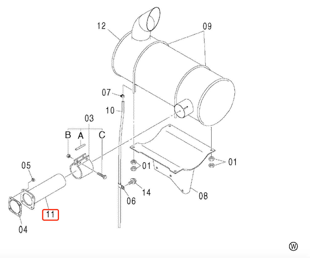 New Muffler Exhaust Pipe 7028494 Aftermarket for Hitachi Excavator EX200-5 EX210-5 EX225US EX200-3, Engine 6BG1