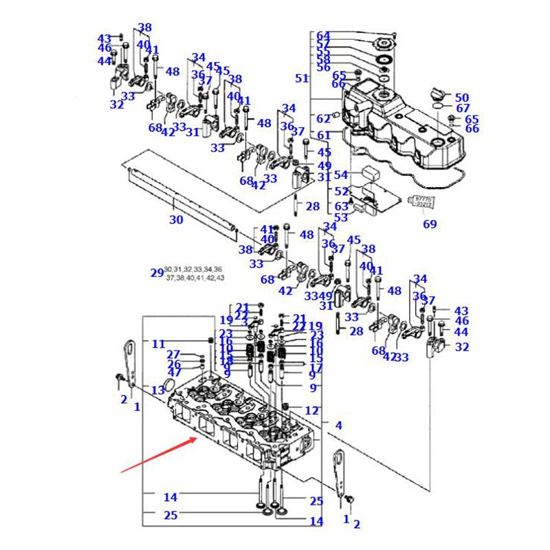 Bare Cylinder Head 129907 - 11700 for Yanmar Engine 4TNV94L 4TNV98 Fits Komatsu Forklift FD25 - Fab Heavy Parts