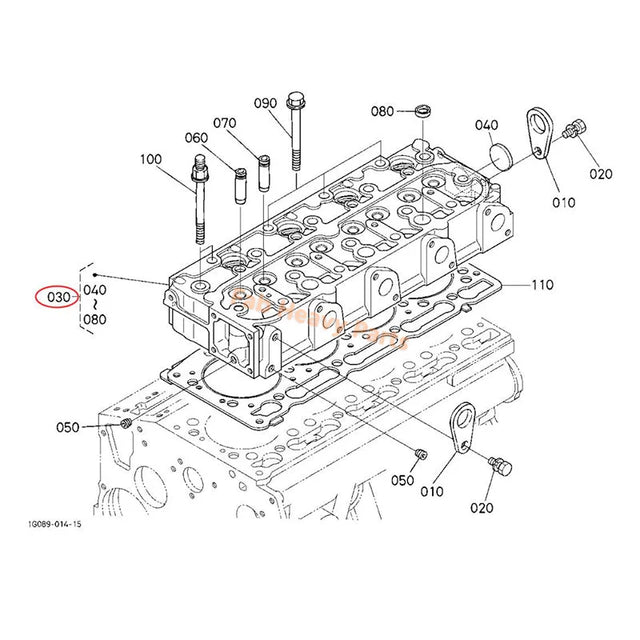 Cylinder Head 1G091-03044 for Kubota Engine V1505T Tractor B3030HSD B7800HSD Front Mower F3680