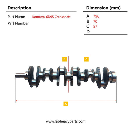 Crankshaft 6207 - 31 - 1100 Fits for Komatsu 6D95 Engine, Forged Steel - Fab Heavy Parts