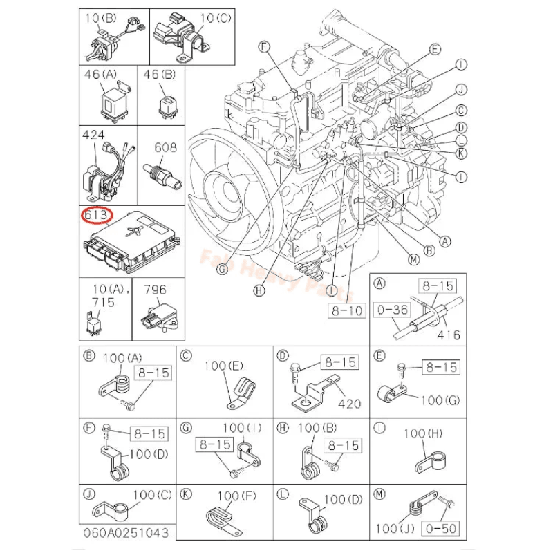 Engine Controller Unit 8980806660 for Isuzu 4HK1 Hitachi ZX190W - 3 ZX200 - 3 ZX210 - 3 ZX220W - 3 ZX225US - 3 ZX240 - 3 ZX250W - 3 - Fab Heavy Parts