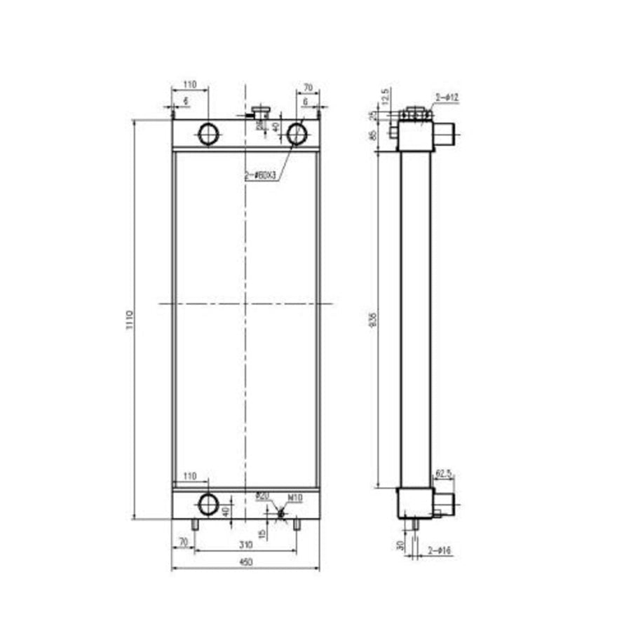 Fits For Komatsu Dump Truck HM250 - 2 HM300 - 2 Hydraulic Radiator Core Assembly 56D - 03 - 21221 - Fab Heavy Parts