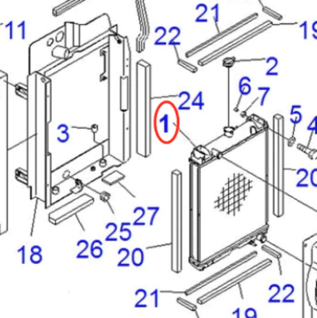 Fits For Komatsu Excavator PC58UU - 3 Hydraulic Radiator Assembly 20U - 03 - 41110 - Fab Heavy Parts