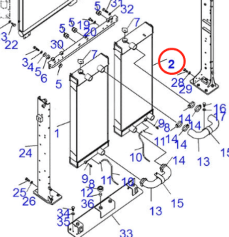 Fits For Komatsu Excavator PC600 - 8 PC650LC - 8E0 PC700LC - 8E0 PC700LC - 8R Hydraulic Radiator Assembly 21M - 03 - 21120 - Fab Heavy Parts