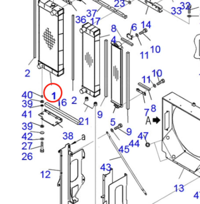 Fits For Komatsu Wheel Loader WA380Z - 6 Hydraulic Radiator Assembly 423 - 03 - 41440 - Fab Heavy Parts