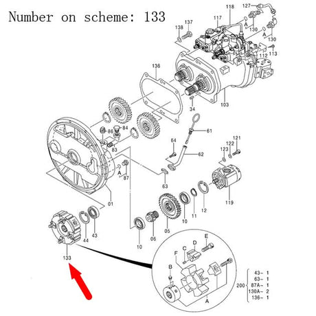Fits Hitachi Excavator ZX225US - 3 ZX240 - 3 ZX250H - 3 ZX360W - 3 Pump Coupling Assembly 4641504 - Fab Heavy Parts