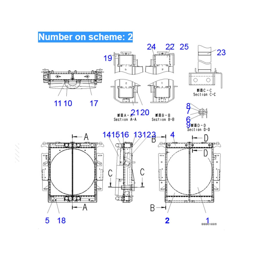 Fits For Komatsu Dump Truck HM250-2 HM300-2 Hydraulic Radiator Core Assembly 56D-03-21221