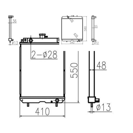 For Yanmar Excavator US50 Hydraulic Radiator Core Assembly 129417 - 44500 - Fab Heavy Parts