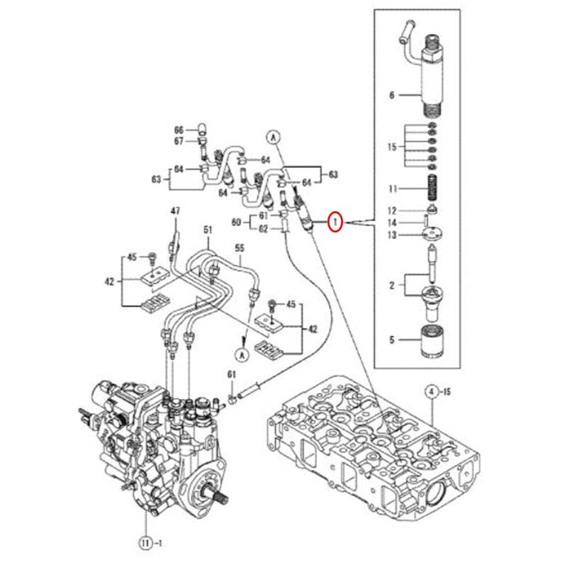 Fuel Injector 729245-53100 for Hitachi Excavator ZX30U-3F ZX33U-3F ZX35U-3F ZX38U-3F