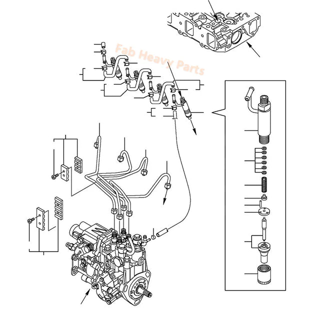 Fuel Injector 729645-53100 Fits for Komatsu Engine 4D88E-5 Excavator PC45R-8 Skid Steer Loader SK714-5 SK815-5