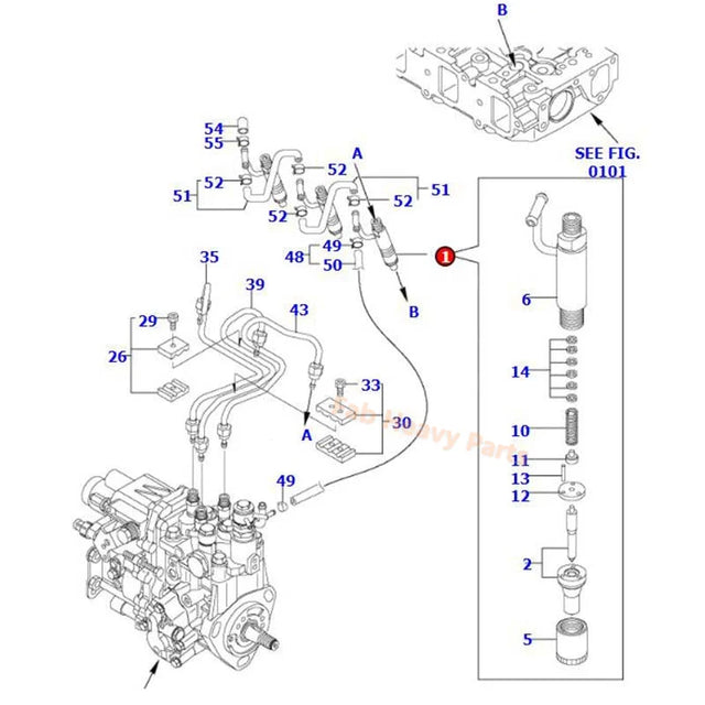 Fuel Injector YM729245-53100 Fits for Komatsu Engine 3D88E-5 S3D84E-5 S3D84-5 Excavator PC35R-8 PC35MR-2