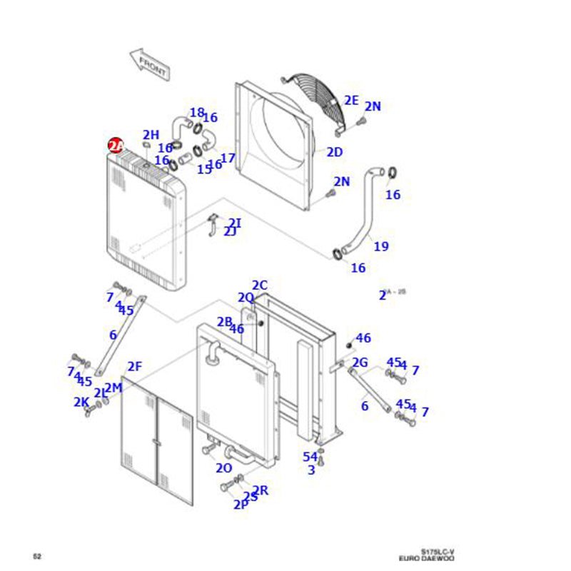 Hydraulic Radiator 13C21000 for Doosan Excavator Solar 175LC - V 170LC - V 160W - V 155LC - V 140W - V 160W - V - Fab Heavy Parts