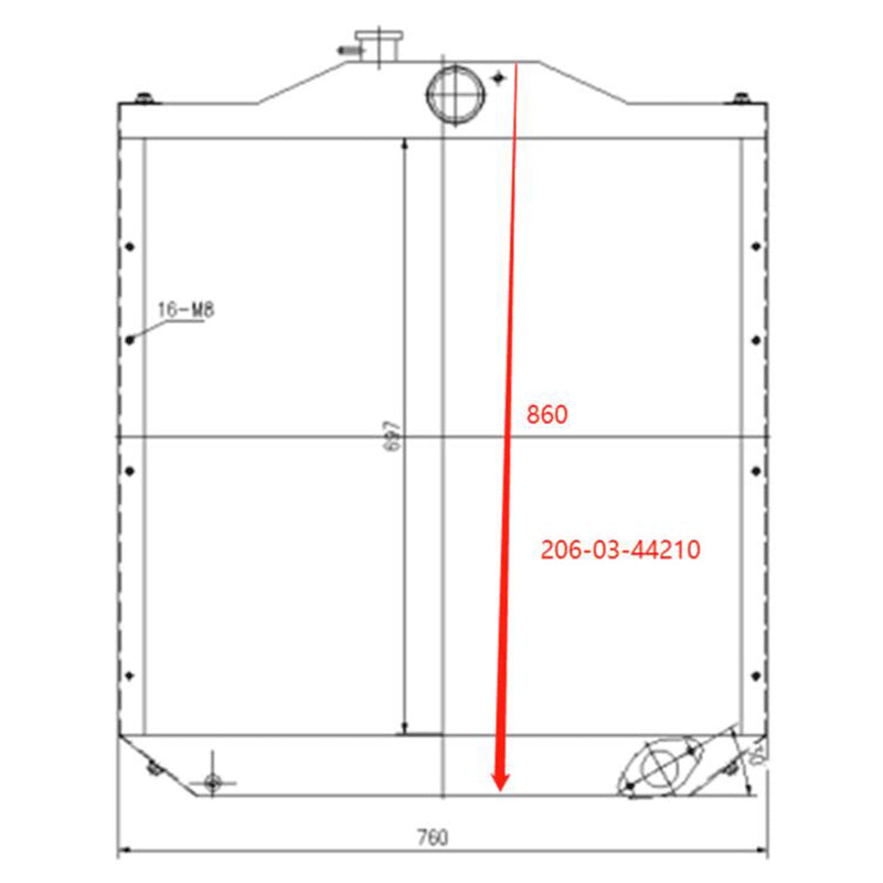 Hydraulic Radiator Core Assembly 206-03-44210 Fits for KOMATSU PC220-3 Engine 6D105