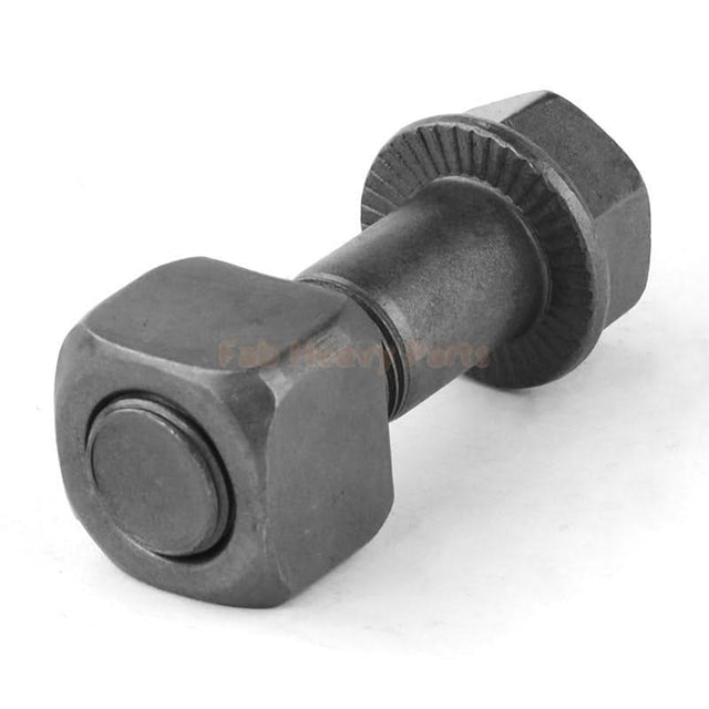 M16*48mm Track Shoe Bolt Chain Bolt with Nuts for Volvo CAT Fits Case Kobelco Fits Komatsu Hitachi Doosan JD Excavator Loader - Pack of 50 - Fab Heavy Parts