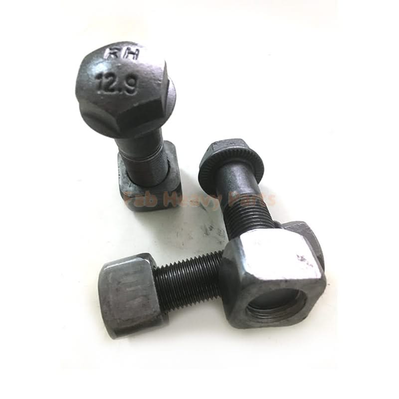 M16*53mm Track Shoe Bolt Chain Bolt with Nuts for Volvo CAT Fits Case Kobelco Fits Komatsu JD Excavator Loader - Pack of 50 - Fab Heavy Parts