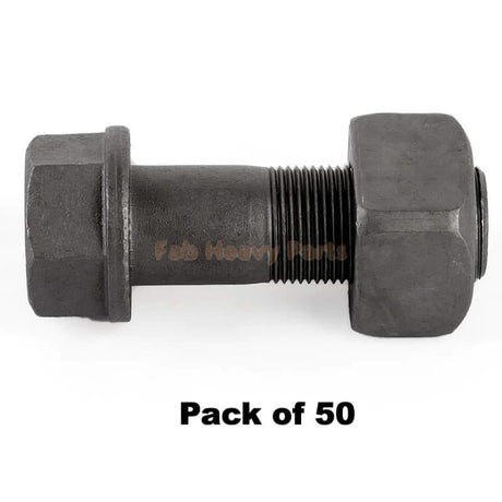 M22*65mm Track Shoe Bolt Chain Bolt with Nuts for Volvo CAT Fits Case Kobelco Fits Komatsu JD Excavator Loader - Pack of 50 - Fab Heavy Parts