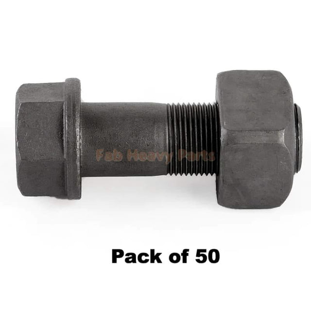 M22*65mm Track Shoe Bolt Chain Bolt with Nuts for Volvo CAT Fits Case Kobelco Fits Komatsu JD Excavator Loader - Pack of 50 - Fab Heavy Parts