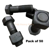 M22*70mm Track Shoe Bolt Chain Bolt with Nuts for Volvo CAT Fits Case Kobelco Fits Komatsu JD Excavator Backhoe Loader Tractor - Pack of 50 - Fab Heavy Parts