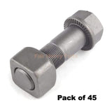 M24*75mm Track Shoe Bolt Chain Bolt with Nuts for Volvo CAT Fits Case Kobelco Fits Komatsu Hitachi Doosan JD Excavator Loader - Pack of 45 - Fab Heavy Parts