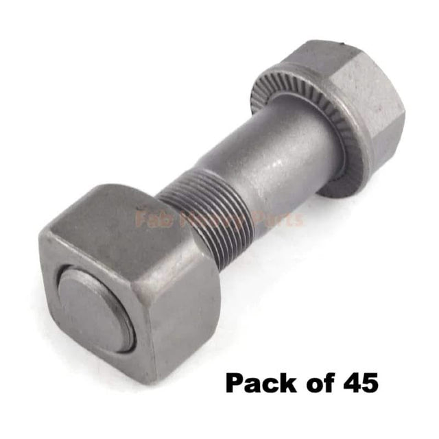 M24*75mm Track Shoe Bolt Chain Bolt with Nuts for Volvo CAT Fits Case Kobelco Fits Komatsu Hitachi Doosan JD Excavator Loader - Pack of 45 - Fab Heavy Parts