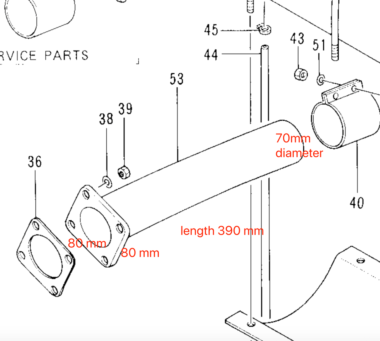 Muffler Exhaust Pipe 7023241 Aftermarket for Hitachi EX200 - 2 EX200 - 3 Excavator - Fab Heavy Parts