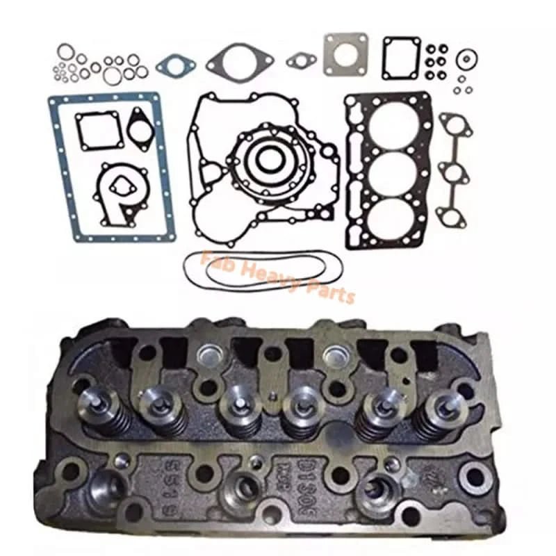 New Kubota D1005 Complete Cylinder Head Ass'y and Full Engine Gasket Kit - Fab Heavy Parts