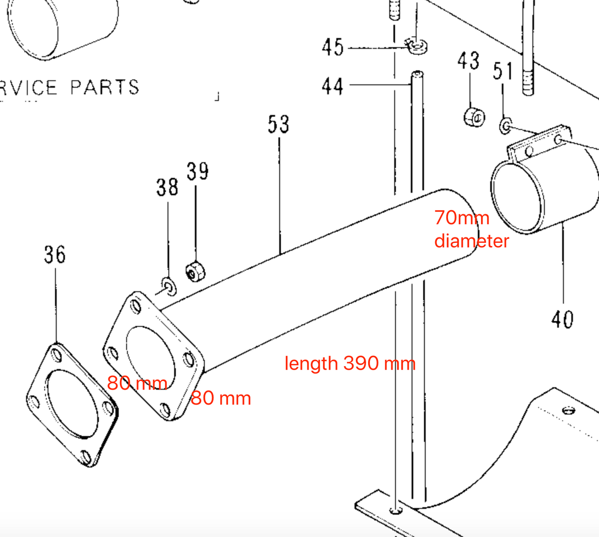 Muffler Exhaust Pipe 7023241 Aftermarket for Hitachi EX200-2 EX200-3 Excavator