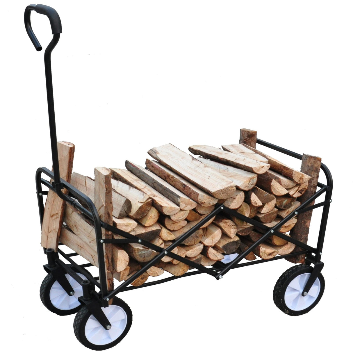 Portable Folding Wagon Garden Outdoor Park Shopping Beach Cart 150 lbs Capacity - Black - Fab Heavy Parts