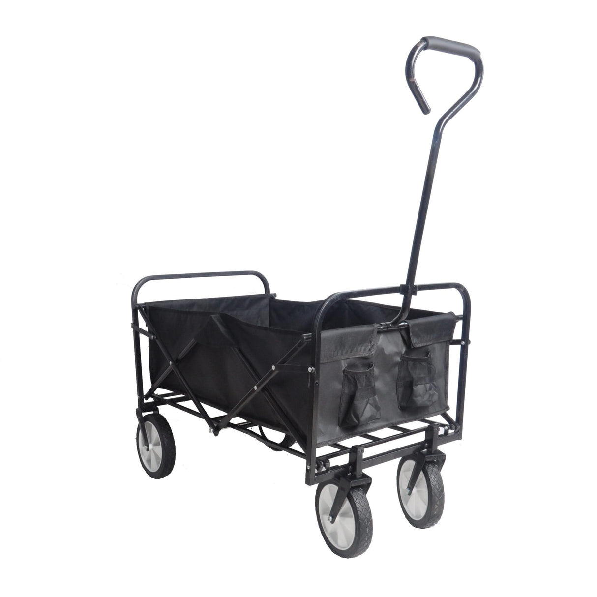 Portable Folding Wagon Garden Outdoor Park Shopping Beach Cart 150 lbs Capacity - Black - Fab Heavy Parts