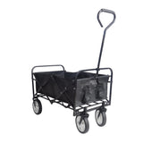 Portable Folding Wagon Garden Outdoor Park Shopping Beach Cart 150 lbs Capacity - Black - Fab Heavy Parts