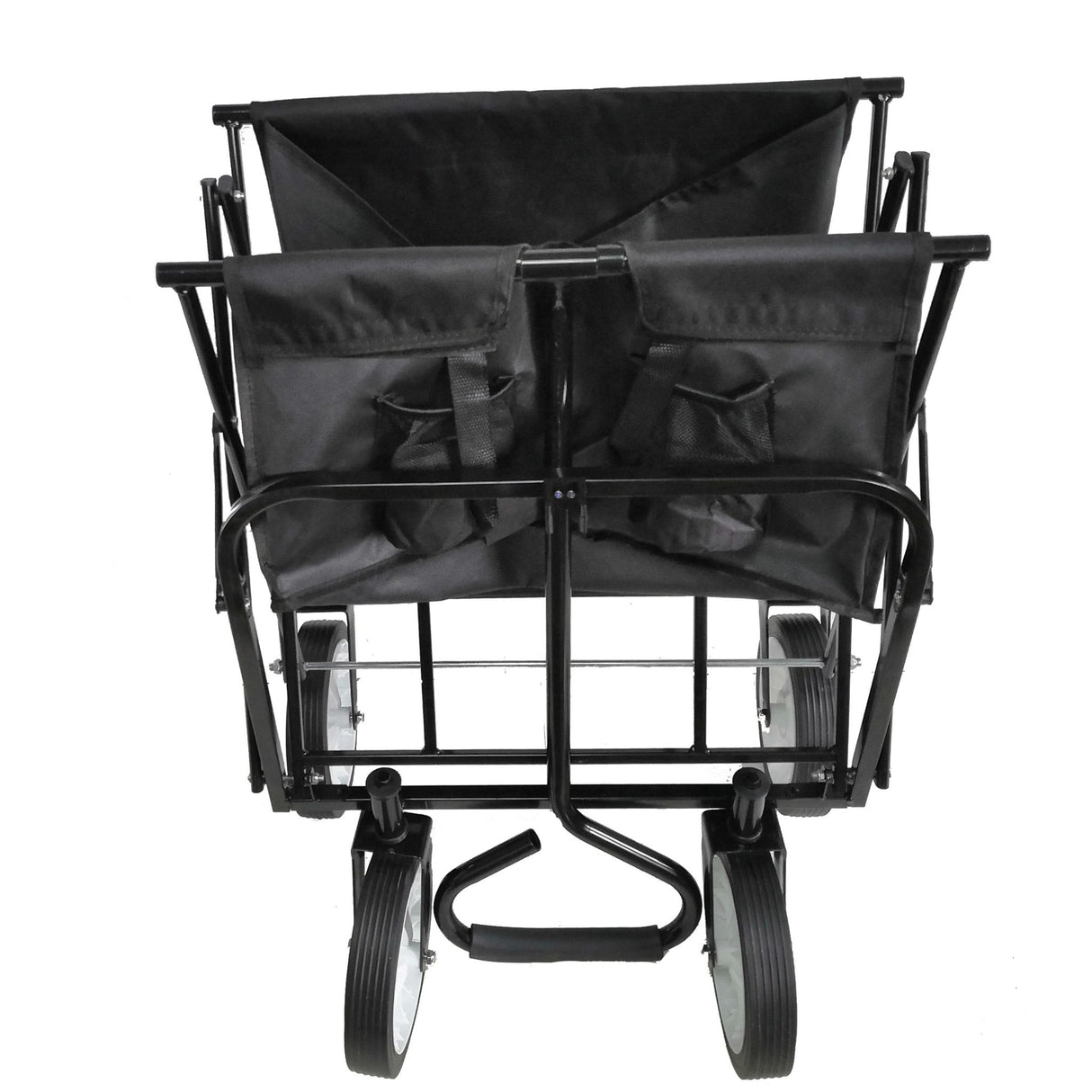 Portable Folding Wagon Garden Outdoor Park Shopping Beach Cart 150 lbs Capacity - Black - Fab Heavy Parts