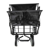 Portable Folding Wagon Garden Outdoor Park Shopping Beach Cart 150 lbs Capacity - Black - Fab Heavy Parts
