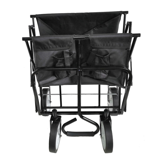 Portable Folding Wagon Garden Outdoor Park Shopping Beach Cart 150 lbs Capacity - Black - Fab Heavy Parts