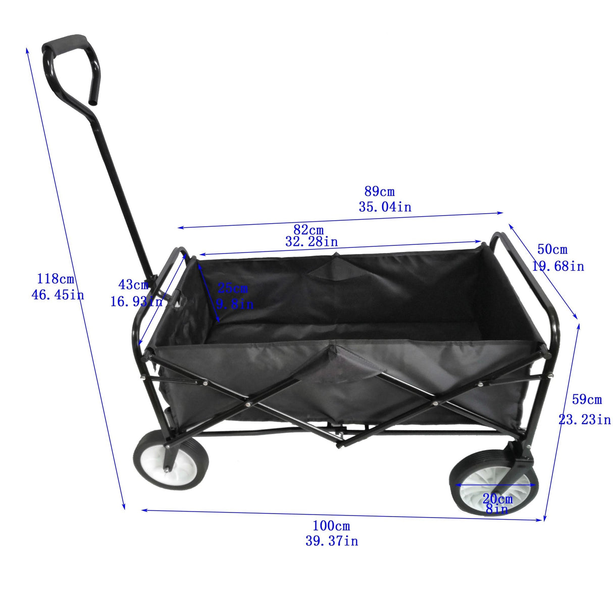 Portable Folding Wagon Garden Outdoor Park Shopping Beach Cart 150 lbs Capacity - Black - Fab Heavy Parts