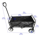 Portable Folding Wagon Garden Outdoor Park Shopping Beach Cart 150 lbs Capacity - Black - Fab Heavy Parts