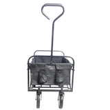 Portable Folding Wagon Garden Outdoor Park Shopping Beach Cart 150 lbs Capacity - Black - Fab Heavy Parts