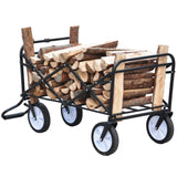 Portable Folding Wagon Garden Outdoor Park Shopping Beach Cart 150 lbs Capacity - Black - Fab Heavy Parts