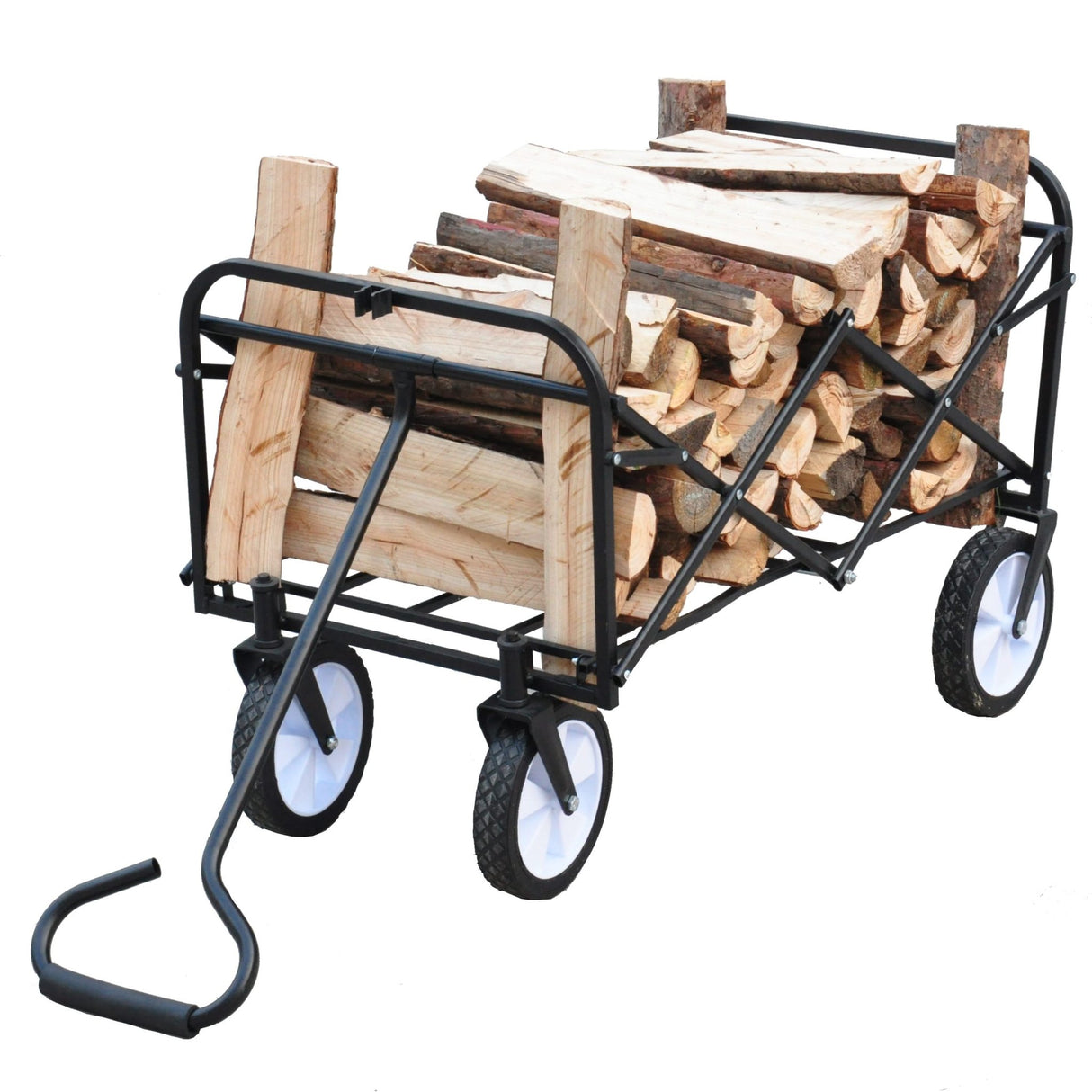 Portable Folding Wagon Garden Outdoor Park Shopping Beach Cart 150 lbs Capacity - Black - Fab Heavy Parts