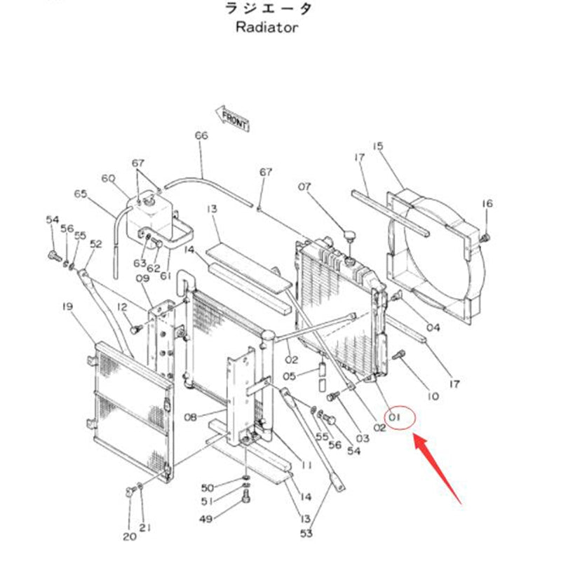 Radiator 4217469 for Hitachi Excavator EX60-1