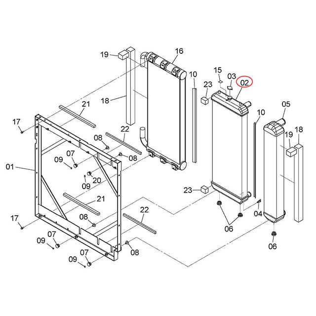 Radiator 4720129 for Hitachi Excavator ZH200-A ZH200LC-A ZX250LC-5B ZX250LCN-5B ZX290LC-5B ZX290LCN-5B