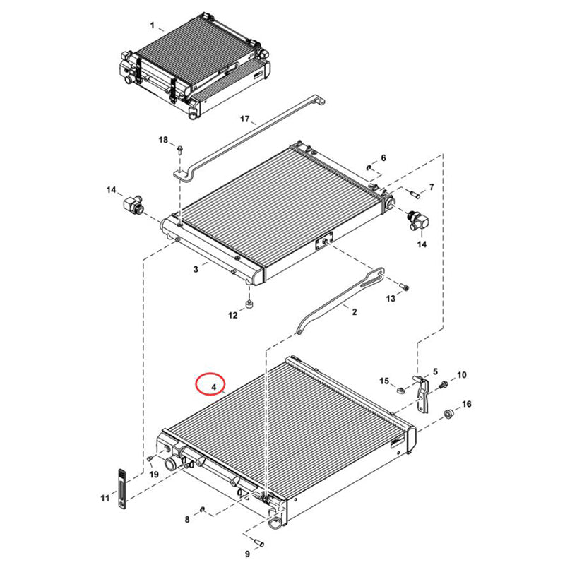 Radiator 7025613 Aftermarket Replacement For Bobcat Skid Steer S510 S530 S550 S570 S650 S590 Track Loader T590 T630 T650