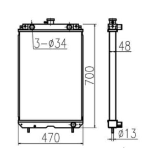 Radiator Assembly RD401-42304 for Kubota Excavator U-45