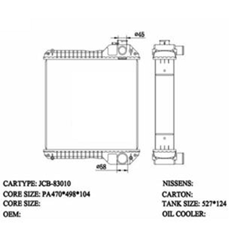 Hydraulic Radiator Core 128-14077 for JCB 3CX 4CX