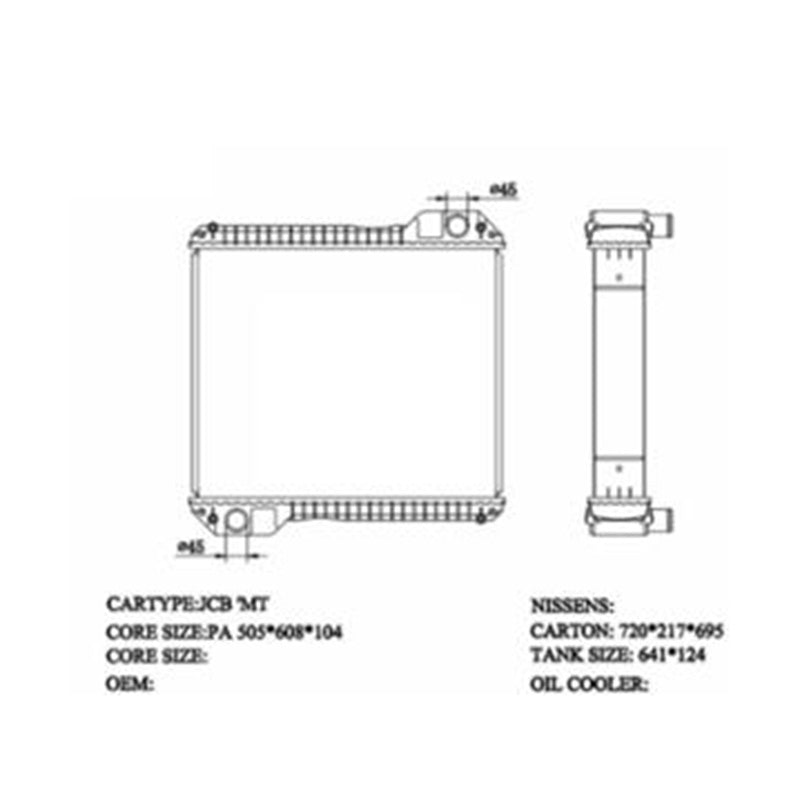 Hydraulic Radiator Core for JCB 3CX 4CX 526 528 530